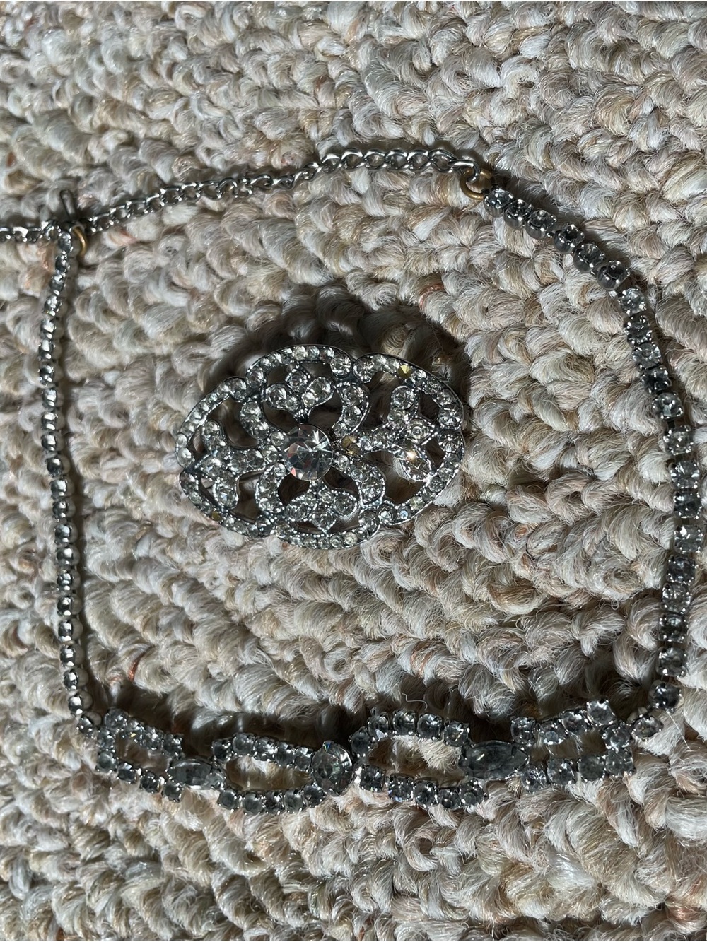 Crystal Silver-Tone Statement Necklace and Brooch Set